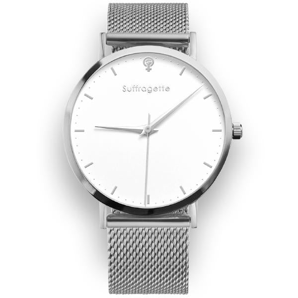 Womens White Watch - Silver - Suffragette Kahlo 